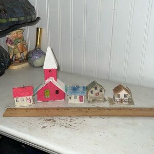 Antique Czech putz mini houses mica  Christmas decorations
